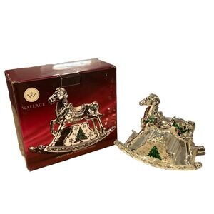 Original Box WALLACE Silversmiths ROCKING HORSE 6‎ 1/4"h Holiday Music Box